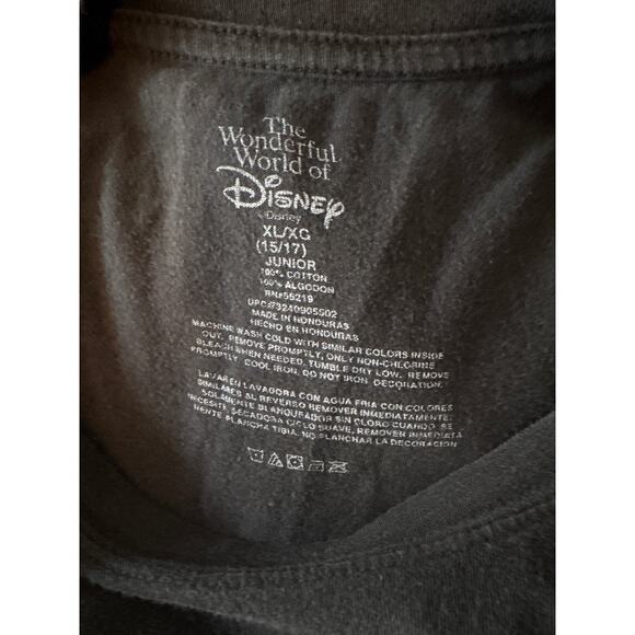 Disney Tink Tinkerbell Black Graphic Tee Juniors XL Womens Large Fitted Baby Tee - Picture 4 of 7